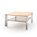 Couchtisch Wohnzimmertisch Eiche-massiv Glas quadratisch 80 cm Neli