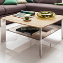 Couchtisch Wohnzimmertisch Eiche-massiv Glas quadratisch 80 cm Neli