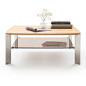 Couchtisch Wohnzimmertisch Eiche-massiv Glas rechteckig 120 cm Neli