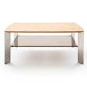 Couchtisch Wohnzimmertisch Eiche-massiv Glas rechteckig 120 cm Neli