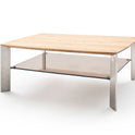 Couchtisch Wohnzimmertisch Eiche-massiv Glas rechteckig 120 cm Neli