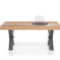 Couchtisch Baumkantentisch Wildeiche-massiv X-Form rechteckig geölt 120 cm