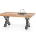 Couchtisch Baumkantentisch Wildeiche-massiv X-Form rechteckig geölt 120 cm