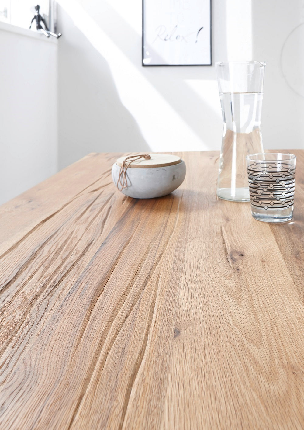 Couchtisch Baumkantentisch Wildeiche-massiv X-Form rechteckig geölt 120 cm