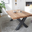 Couchtisch Baumkantentisch Wildeiche-massiv X-Form rechteckig geölt 120 cm