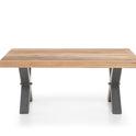 Couchtisch Baumkantentisch Wildeiche-massiv X-Form rechteckig geölt 120 cm