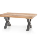 Couchtisch Baumkantentisch Wildeiche-massiv X-Form rechteckig geölt 120 cm