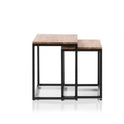 Couchtisch Tisch 2er Set Asteiche-massiv quadratisch schwarz geölt 50 cm Sakur