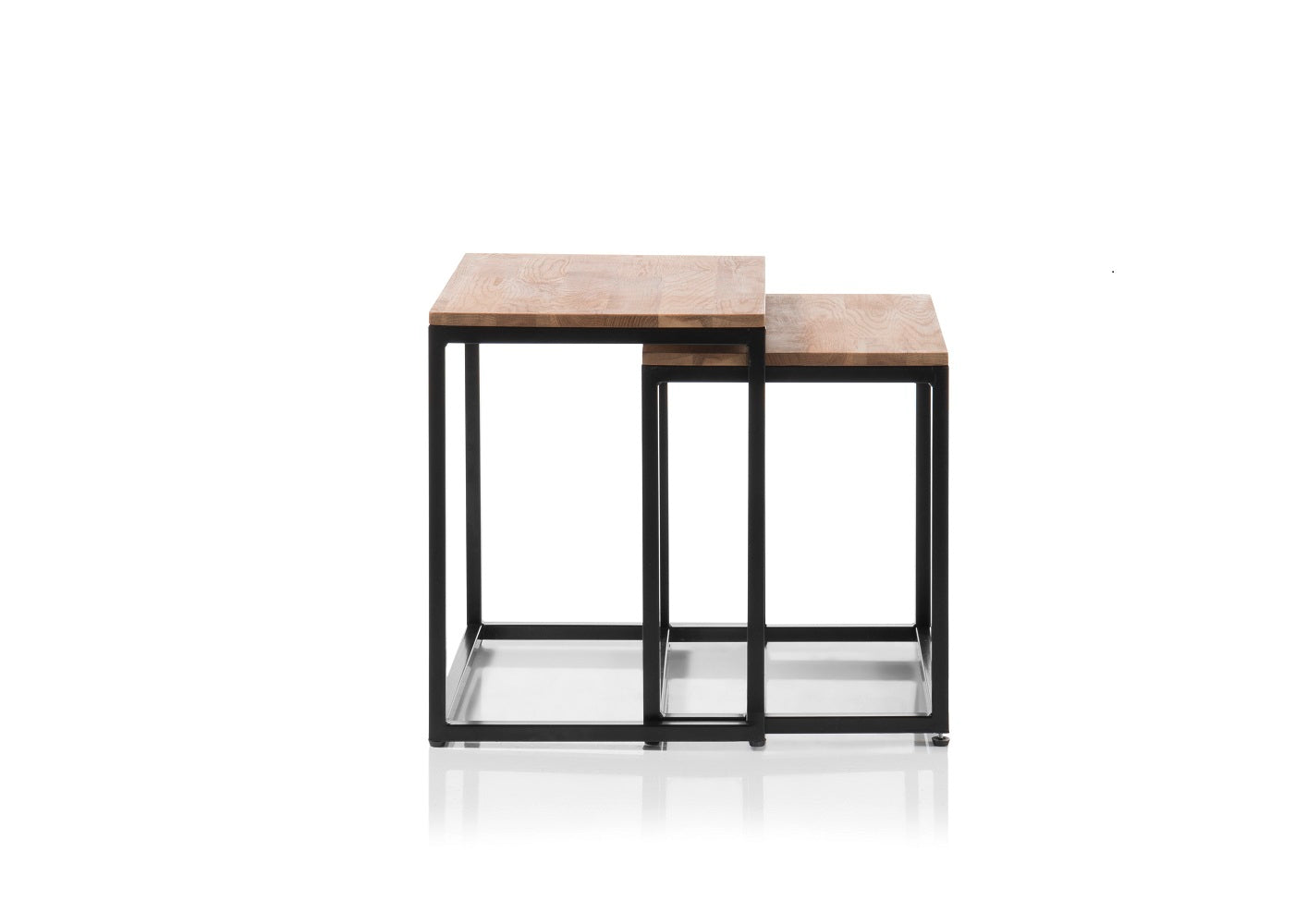 Couchtisch Tisch 2er Set Asteiche-massiv quadratisch schwarz geölt 50 cm Sakur