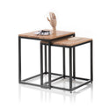 Couchtisch Tisch 2er Set Asteiche-massiv quadratisch schwarz geölt 50 cm Sakur