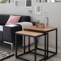 Couchtisch Tisch 2er Set Asteiche-massiv quadratisch schwarz geölt 50 cm Sakur