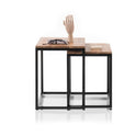Couchtisch Tisch 2er Set Asteiche-massiv quadratisch schwarz geölt 50 cm Sakur