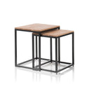 Couchtisch Tisch 2er Set Asteiche-massiv quadratisch schwarz geölt 50 cm Sakur