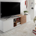 TV-Schrank Lowboard matt lackiert Eiche Optik weiß holz modern 180 cm Montere