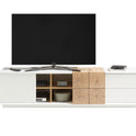 TV-Schrank Lowboard matt lackiert Eiche Optik weiß holz modern 180 cm Montere