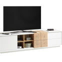 TV-Schrank Lowboard matt lackiert Eiche Optik weiß holz modern 180 cm Montere