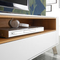 TV-Schrank Lowboard Asteiche-massiv holz matt lackiert weiß modern 180 cm Belava