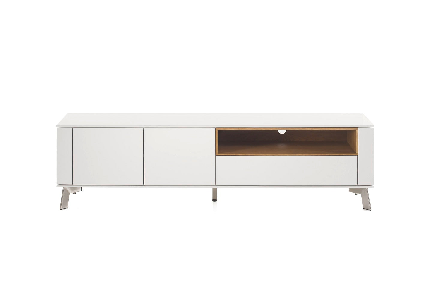 TV-Schrank Lowboard Asteiche-massiv holz matt lackiert weiß modern 180 cm Belava