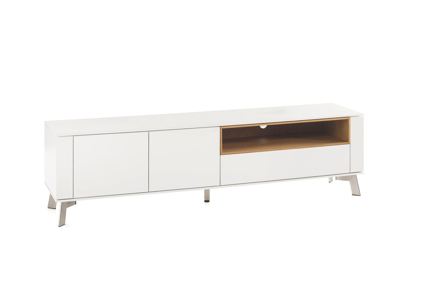 TV-Schrank Lowboard Asteiche-massiv holz matt lackiert weiß modern 180 cm Belava