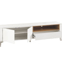 TV-Schrank Lowboard Asteiche-massiv holz matt lackiert weiß modern 180 cm Belava