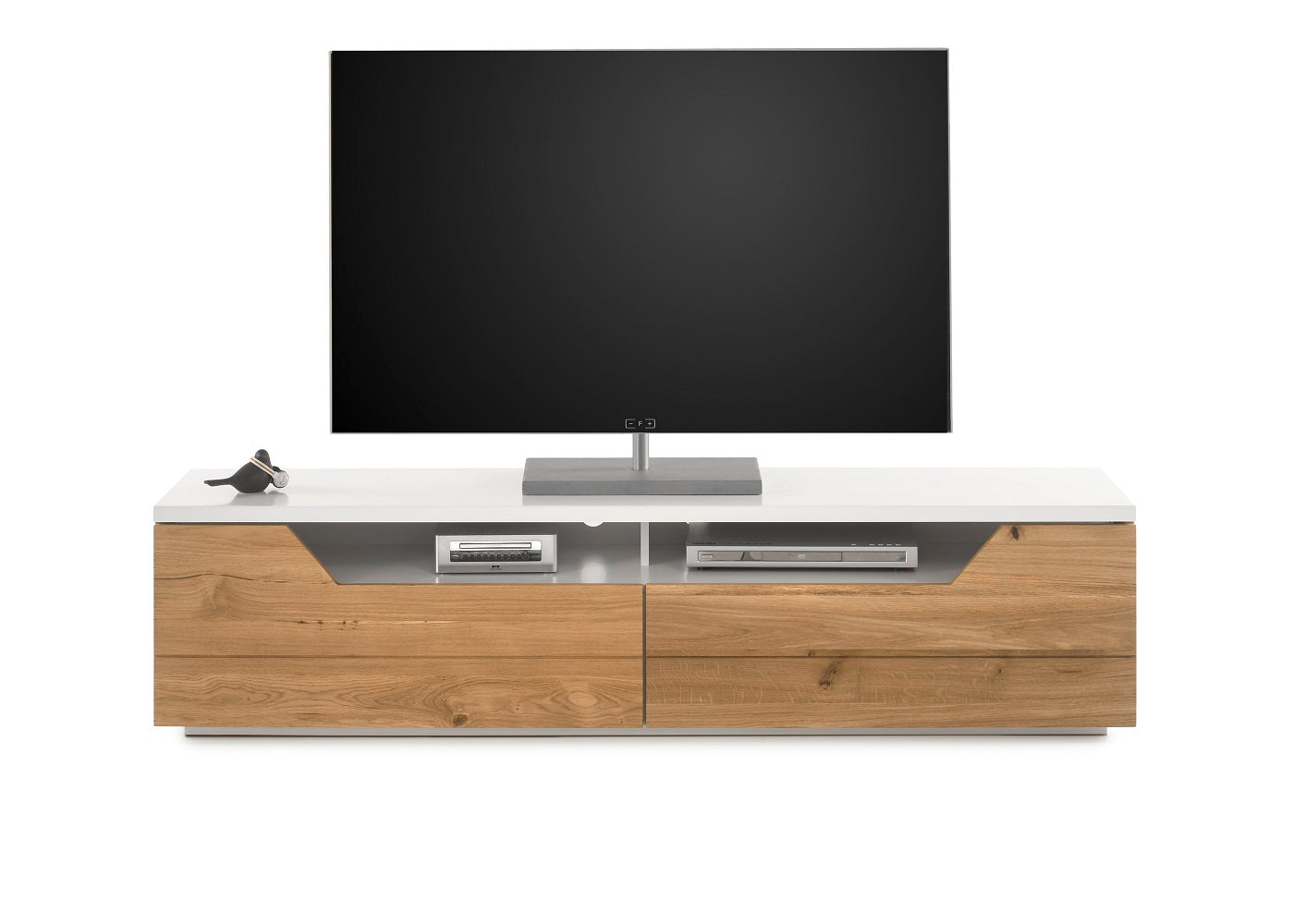 TV-Schrank Lowboard Asteiche-massiv matt lackiert geölt weiß holz 180 cm Fadorn