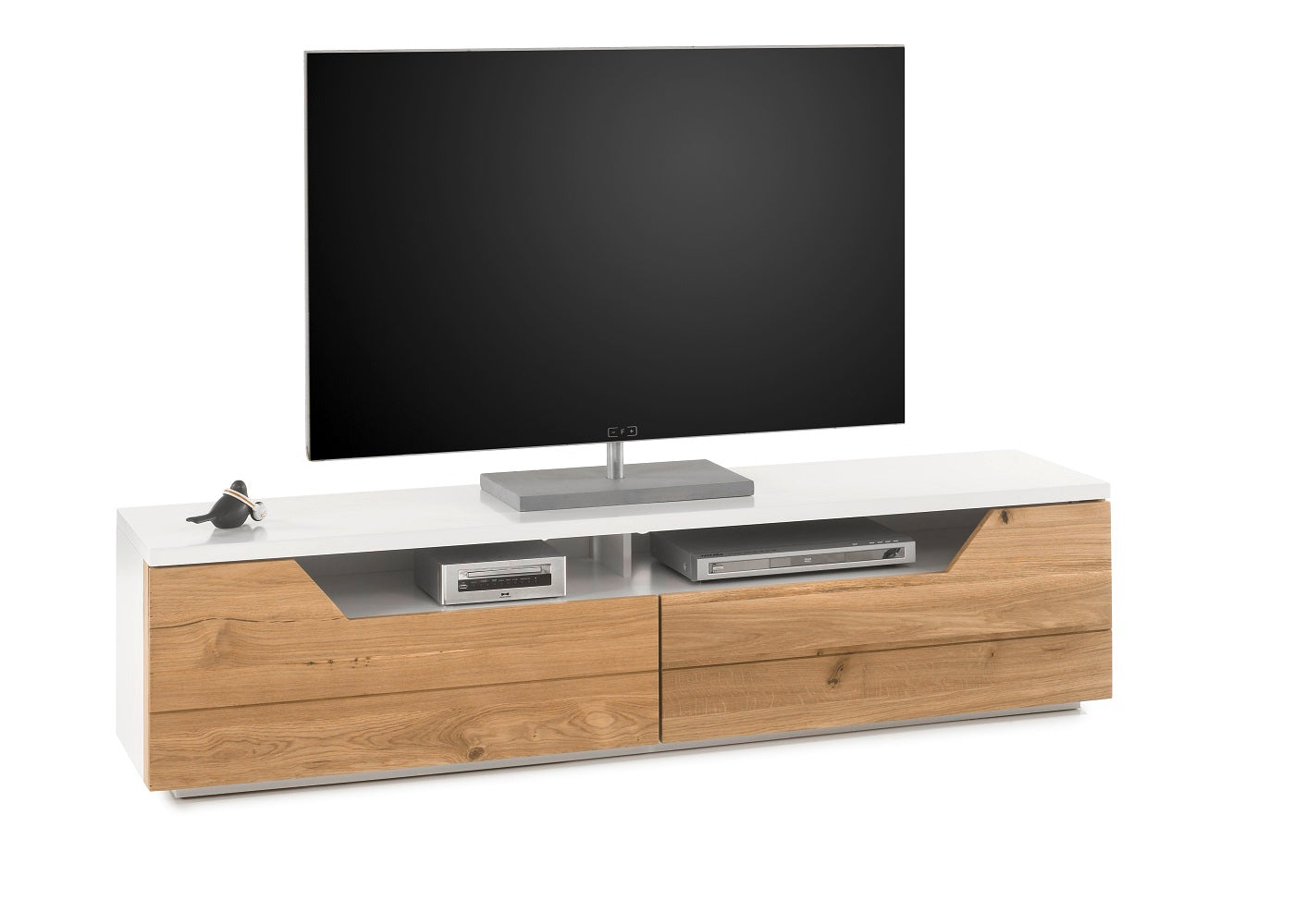 TV-Schrank Lowboard Asteiche-massiv matt lackiert geölt weiß holz 180 cm Fadorn