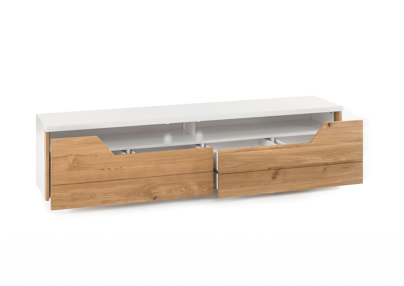 TV-Schrank Lowboard Asteiche-massiv matt lackiert geölt weiß holz 180 cm Fadorn