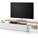 TV-Schrank Lowboard I Asteiche-massiv holz matt lackiert weiß stil 204 cm Alimo