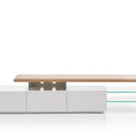 TV-Schrank Lowboard I Asteiche-massiv holz matt lackiert weiß stil 204 cm Alimo
