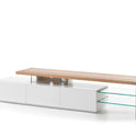 TV-Schrank Lowboard I Asteiche-massiv holz matt lackiert weiß stil 204 cm Alimo