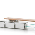 TV-Schrank Lowboard I Asteiche-massiv holz matt lackiert weiß stil 204 cm Alimo