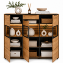 Highboard JACKSON – Eiche teilmassiv mit LED-Beleuchtung