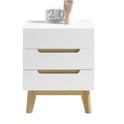 Nachtkonsole Nachtschrank weiß matt MDF Asteiche furniert Massiv Schublade 48 cm