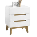Nachtkonsole Nachtschrank weiß matt MDF Asteiche furniert Massiv Schublade 48 cm