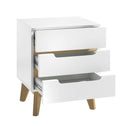 Nachtkonsole Nachtschrank weiß matt MDF Asteiche furniert Massiv Schublade 48 cm