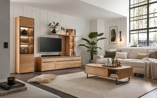 Wandpaneel JACKSON – Eiche furniert mit LED-Beleuchtung