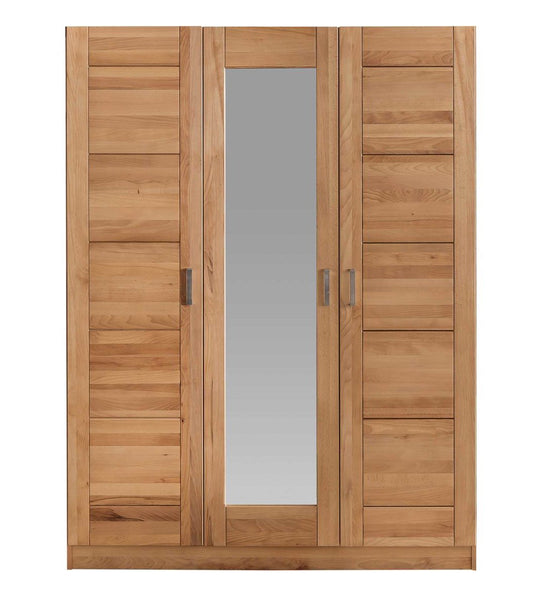 Kleiderschrank Spiegeltür Holz Kernbuche-massiv natur geölt 3-türig Tollo