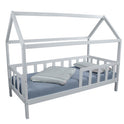 Hausbett Kinderbett Kiefer massiv weiß lackiert 90 x 200 Hytte 2 ohne Rollrost