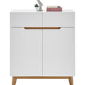 Garderobe Kommode Schrank weiß matt MDF Asteiche furniert Massiv 85 cm Cervin