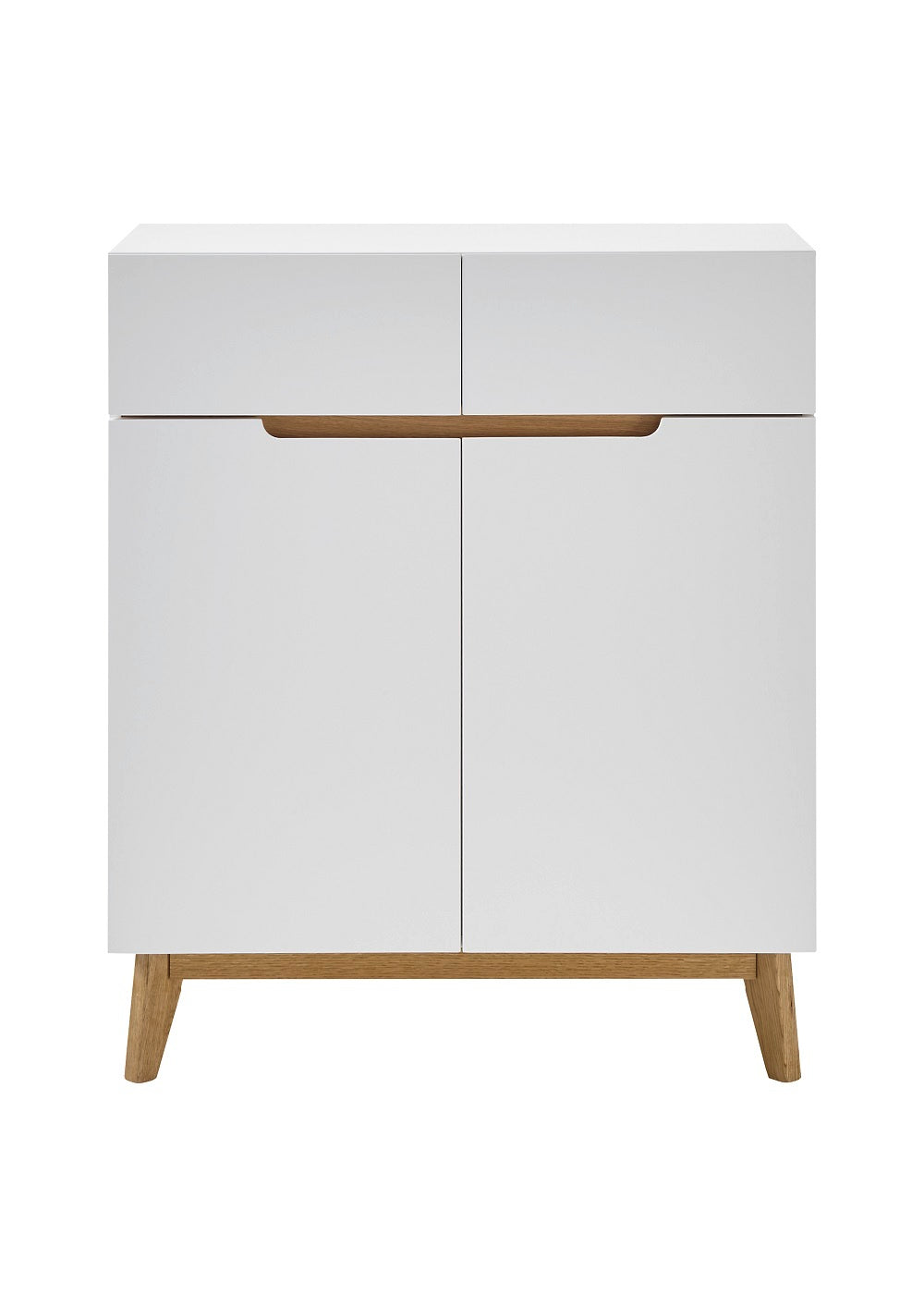 Garderobe Kommode Schrank weiß matt MDF Asteiche furniert Massiv 85 cm Cervin