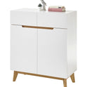 Garderobe Kommode Schrank weiß matt MDF Asteiche furniert Massiv 85 cm Cervin