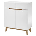 Garderobe Kommode Schrank weiß matt MDF Asteiche furniert Massiv 85 cm Cervin