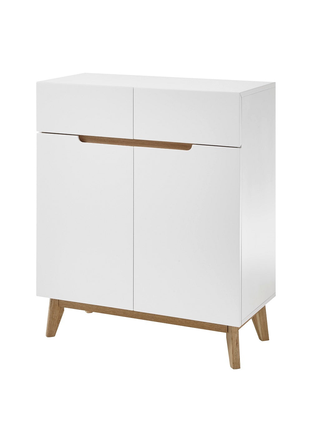 Garderobe Kommode Schrank weiß matt MDF Asteiche furniert Massiv 85 cm Cervin