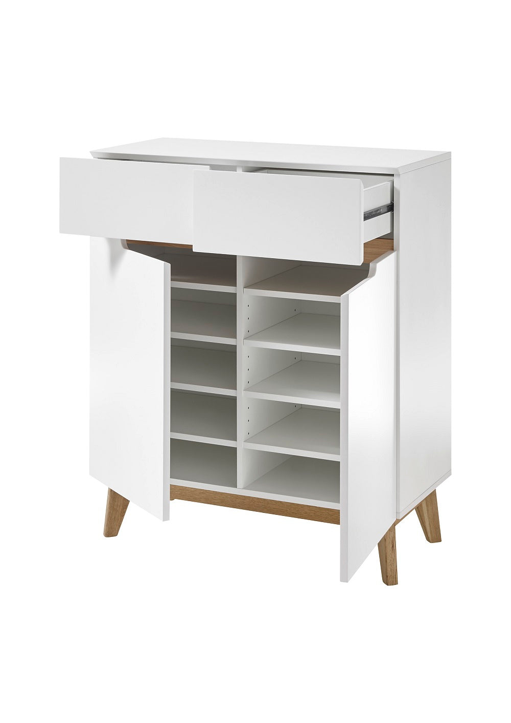 Garderobe Kommode Schrank weiß matt MDF Asteiche furniert Massiv 85 cm Cervin