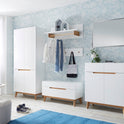 Garderobe Kleiderstange Flur weiß matt MDF Asteiche furniert Massiv 97 cm Cervin