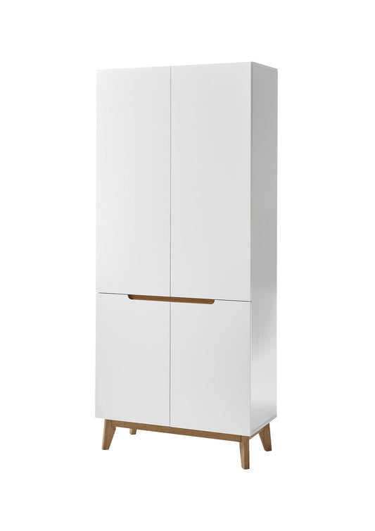 Garderobe Kommode Schrank weiß matt MDF Asteiche furniert Massiv 85 cm Cervin