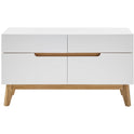 Garderobe Sitzbank Schrank Flur weiß matt MDF Asteiche furniert Massiv 97 cm