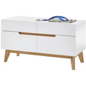 Garderobe Sitzbank Schrank Flur weiß matt MDF Asteiche furniert Massiv 97 cm