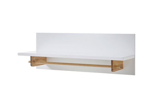 Garderobe Kleiderstange Flur weiß matt MDF Asteiche furniert Massiv 97 cm Cervin