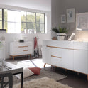 Sideboard Kommode weiß matt MDF Asteiche furniert Massivholz 193 cm T04 Cervin